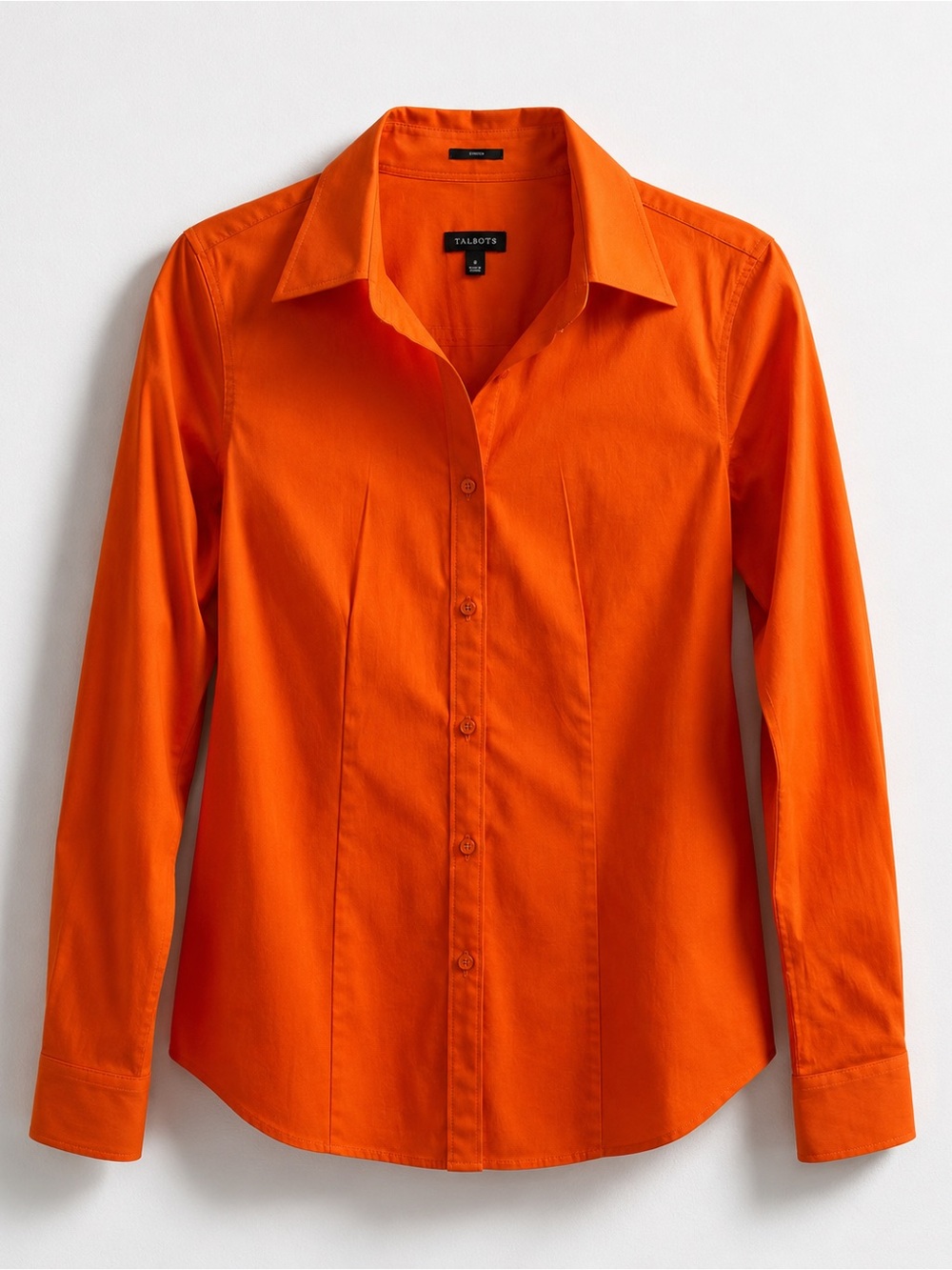 Talbots Tailored Stretch Cotton Blend Button Down Dress Shirt - Orange Size 6